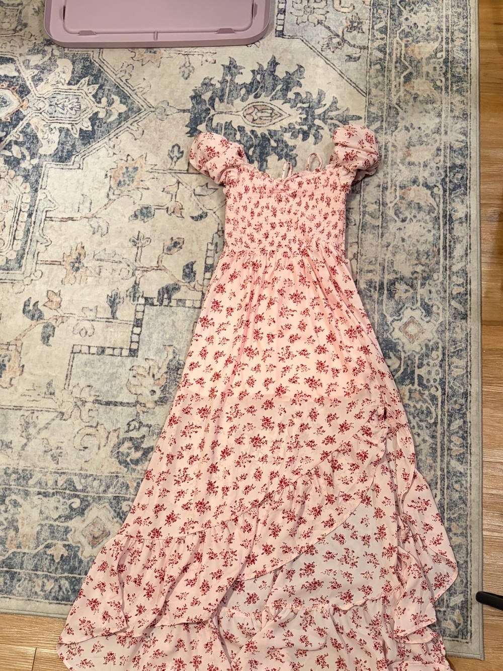 Francesca's Pink Floral Asymmetrical Dress
